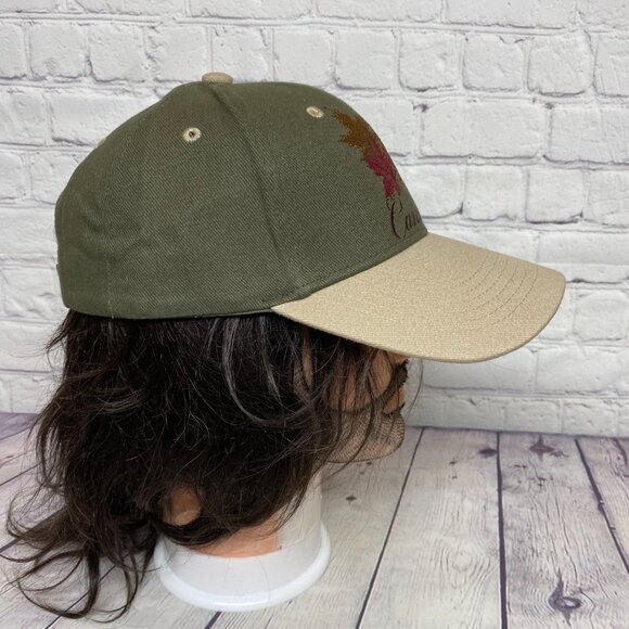 Canada Hat Cap Strap Back Olive Green Brown Embroidered Maple Leaf Canadian - Picture 4 of 8
